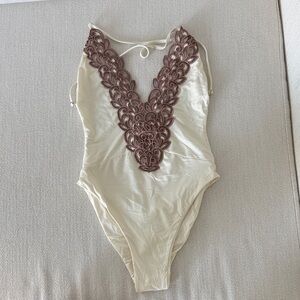 Blue Life Cream Swimsuit